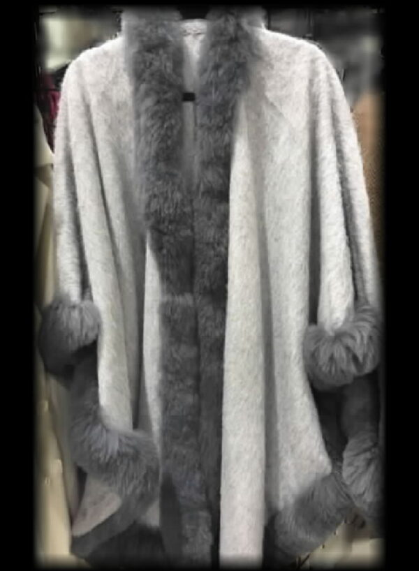 Cape Style Name: Allure Eye Catching Alpaca Brushed Cloak with fur details