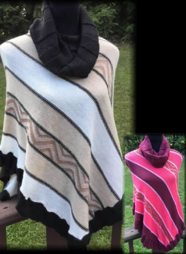 Poncho Style Name: Ariel, Alpaca knit Light Weight multi colors
