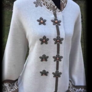 Sweater Style Name: Accents, Sweater Premium Alpaca with detailed print and button, blazer style