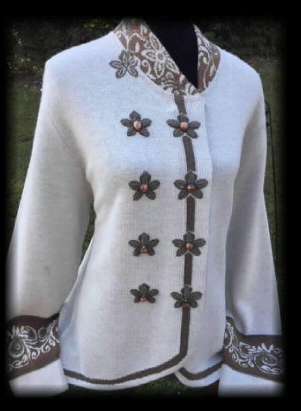Sweater Style Name: Accents, Sweater Premium Alpaca with detailed print and button, blazer style