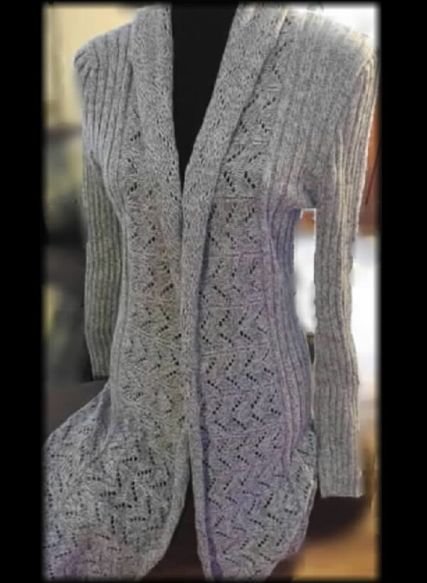 Sweater Style Name: " Lacey " Alpaca luxury, handwork details, long length cardigan style