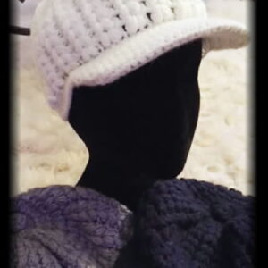 Katie Hat with visor, handwork knit
