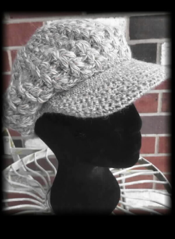 Katie Hat with visor, handwork knit