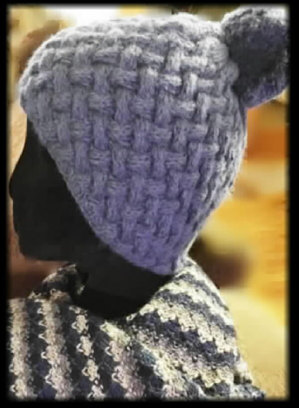 Skylar Hat knit Handwork, Pom Pom Accent Top