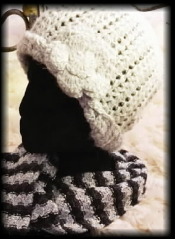 Vonda Hat knit with foral accent Handwork